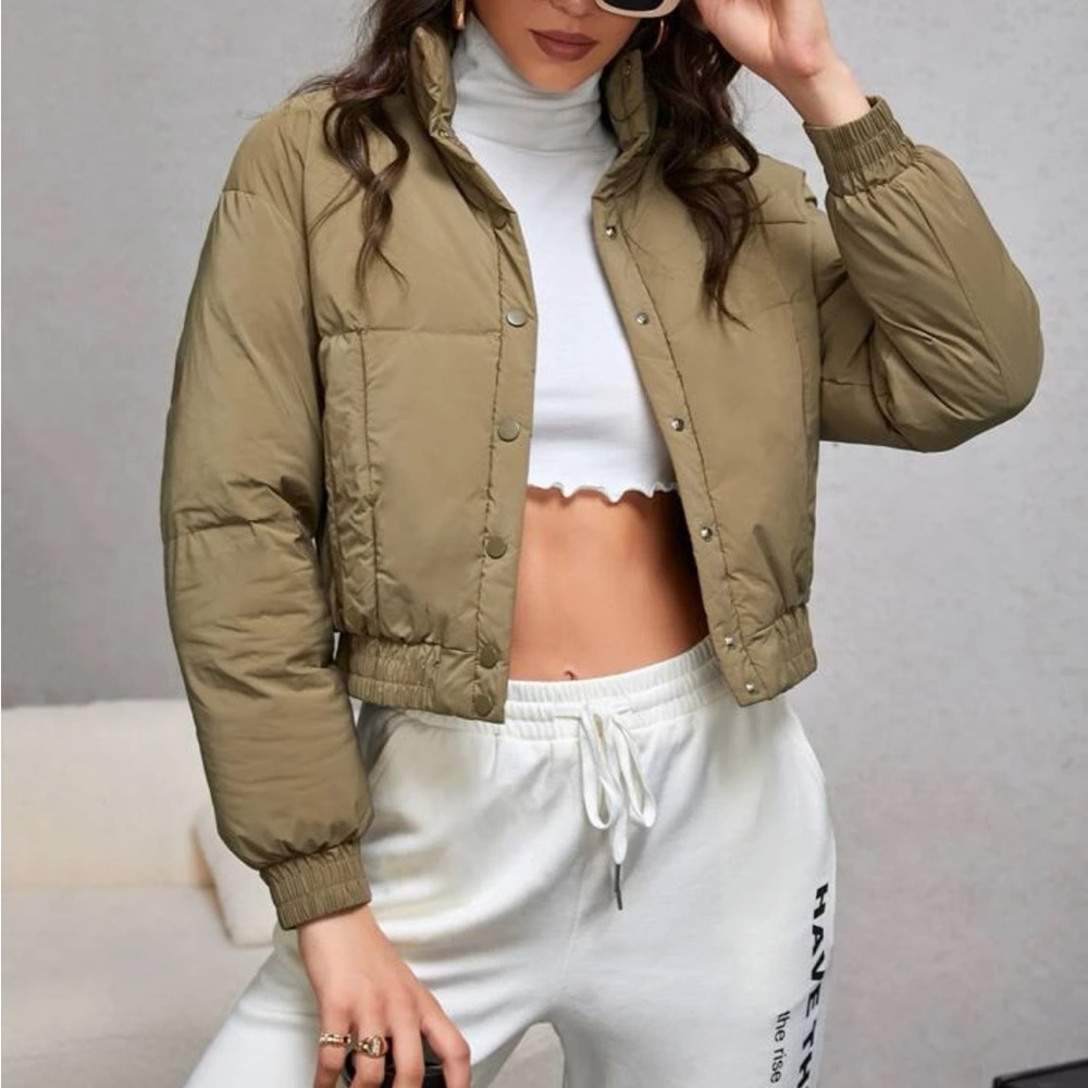 Green thick puffer jacket - Picture 1 of 5